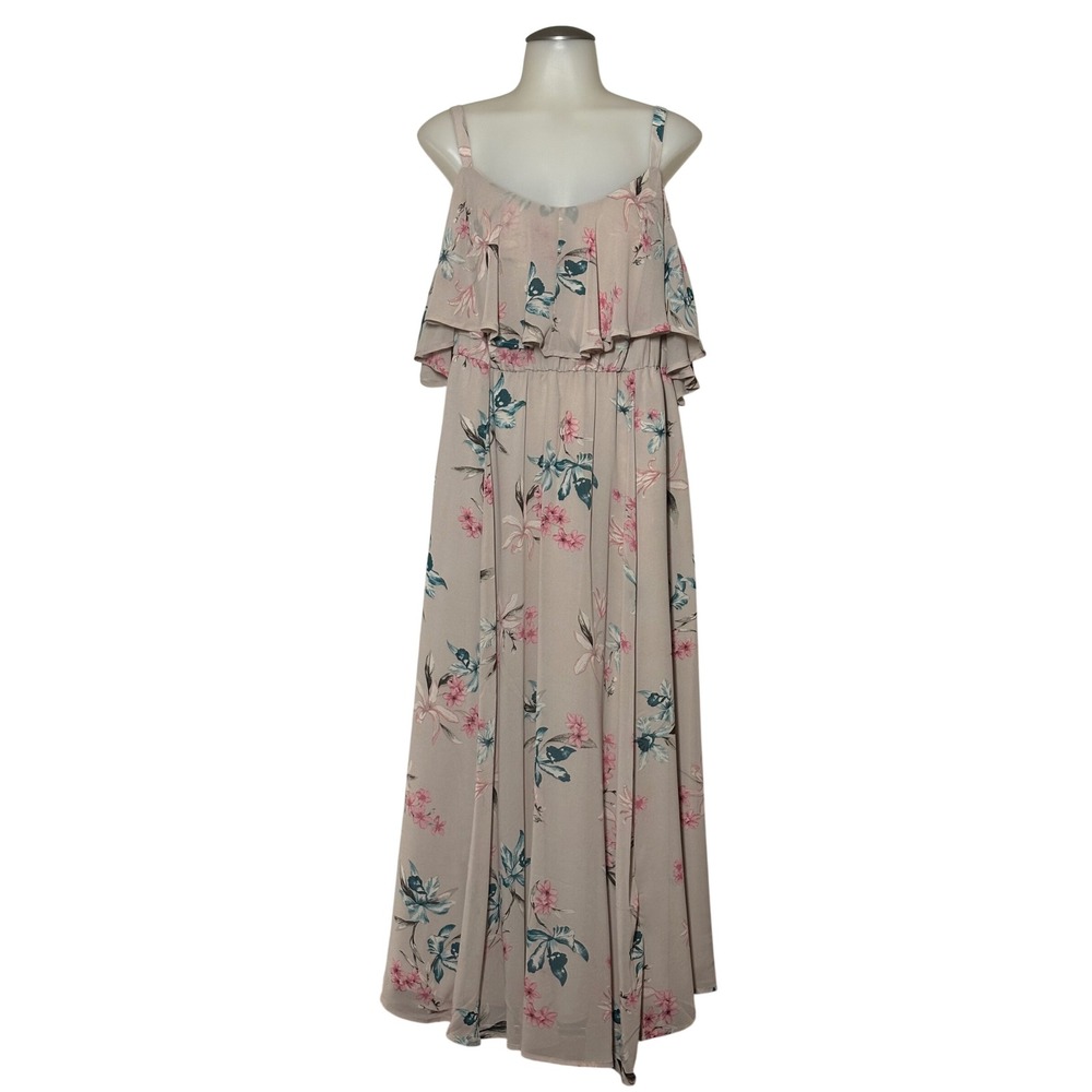 Torrid Chiffon Cold Shoulder Maxi Dress Womens 0 12 Gray Floral NWT